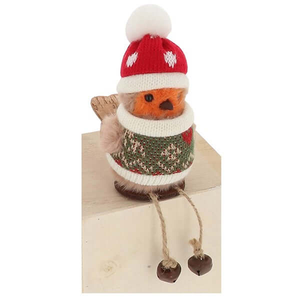 Christmas Jumper Robin Decoration Dangle Leg