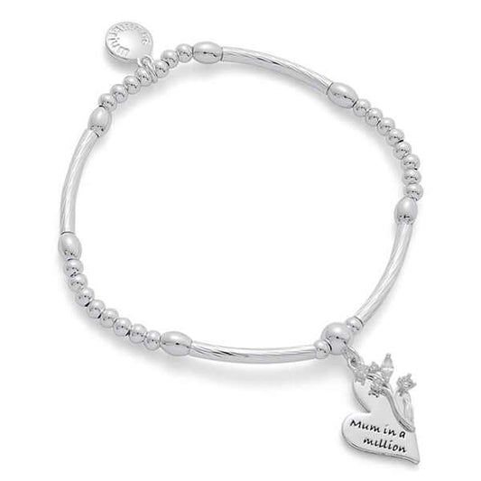 Floral Sentiment Silver Plated Bracelet Mum
