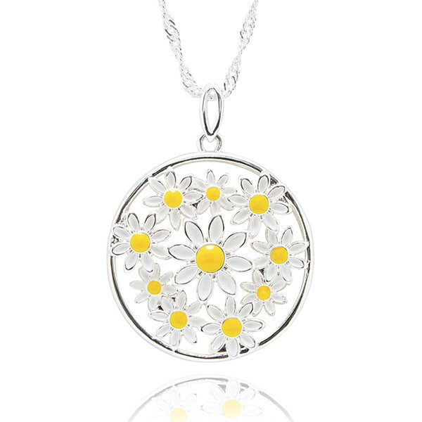 Daisy Chain Daisy Circle Silver Plated Necklace