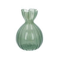 Green Glass Frill Top Bud Vase