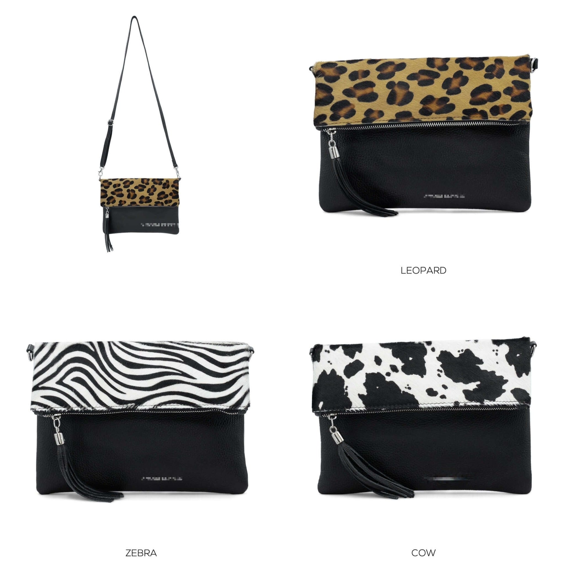 Real Leather Animal Print Folded Pouch Bag