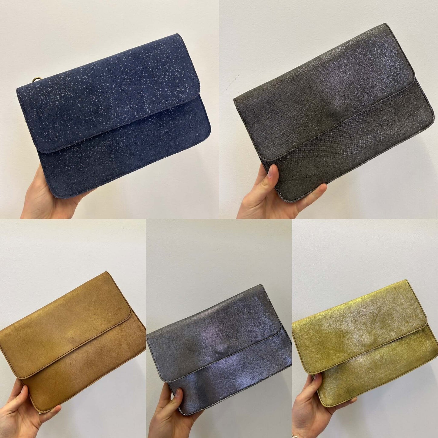 Soruka - Maxine Recycled Suede Metallic Crossbody Clutch Bag