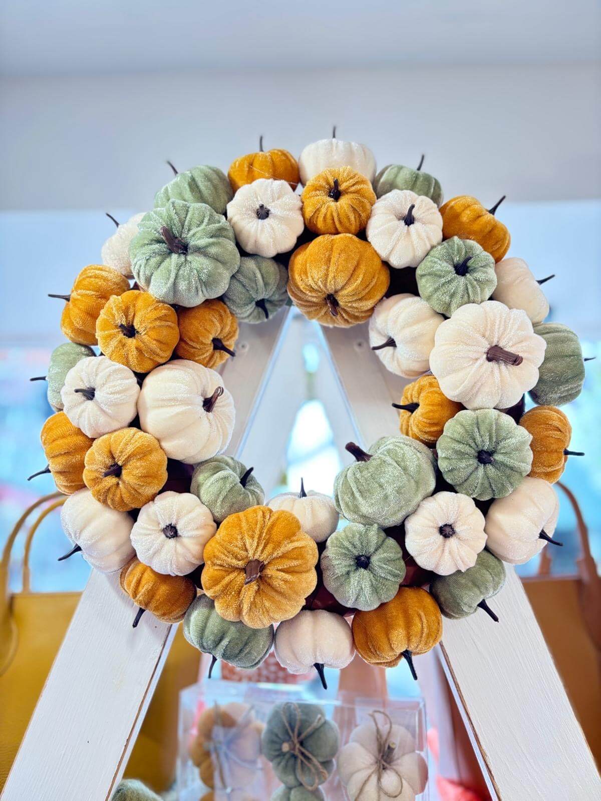 Autumn Wreath Velvet Pumpkin