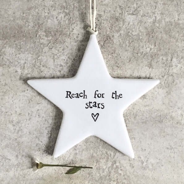 East Of India 'Reach for the stars' Porcelain Hanging Star