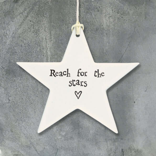 East Of India 'Reach for the stars' Porcelain Hanging Star