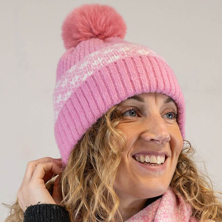 POM - Recycled blend scandi flower bobble hats