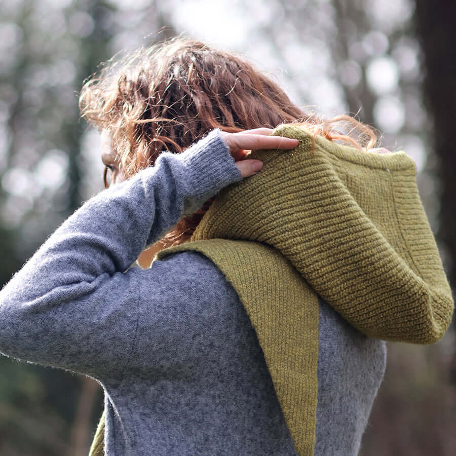 POM925 - Hermione chartreuse cosy hood/bonnet