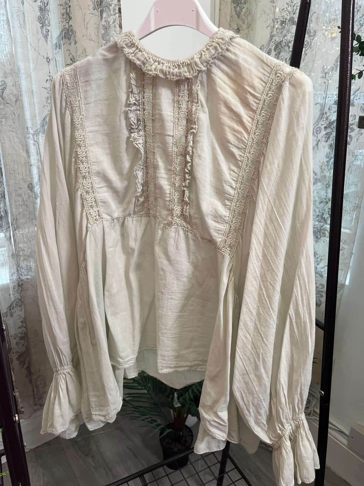 Ladies Boho Style Blouse Ballon Sleeve