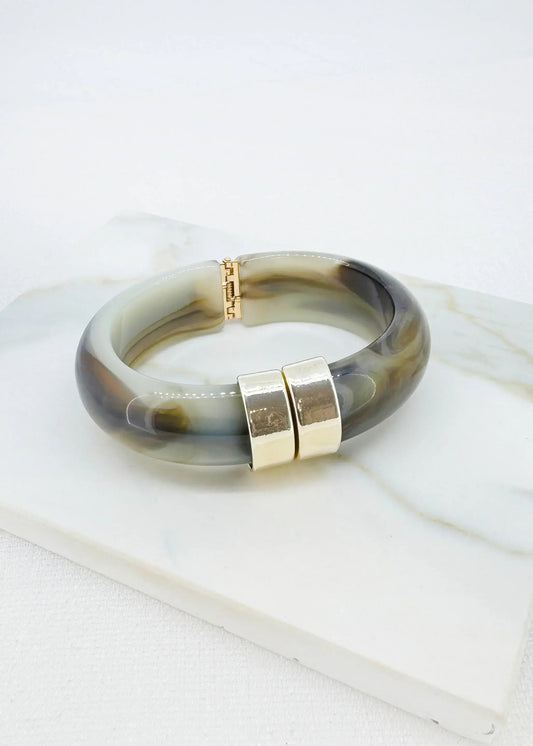 Envy Jewellery - Grey resin hinged bangle