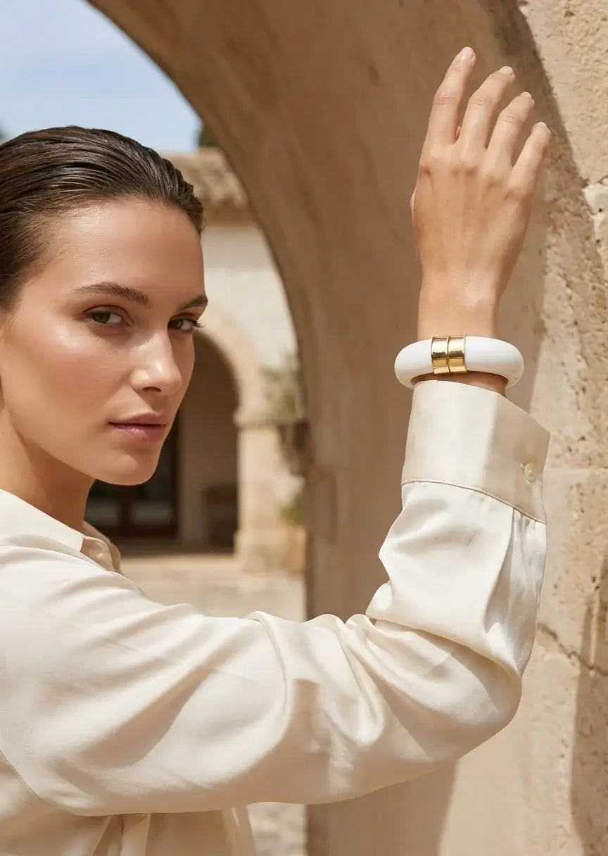 Envy Jewellery - White resin hinged bangle