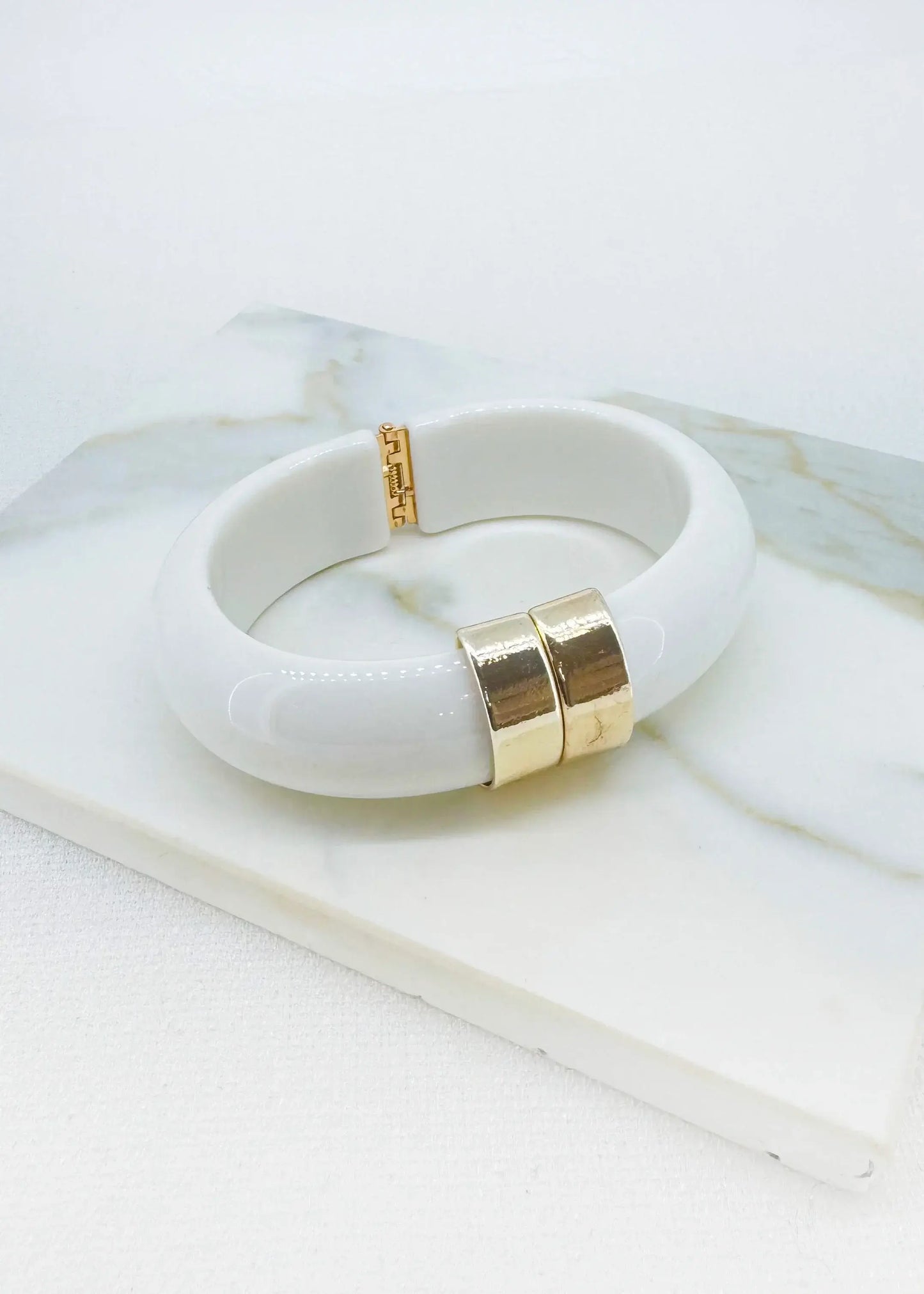Envy Jewellery - White resin hinged bangle