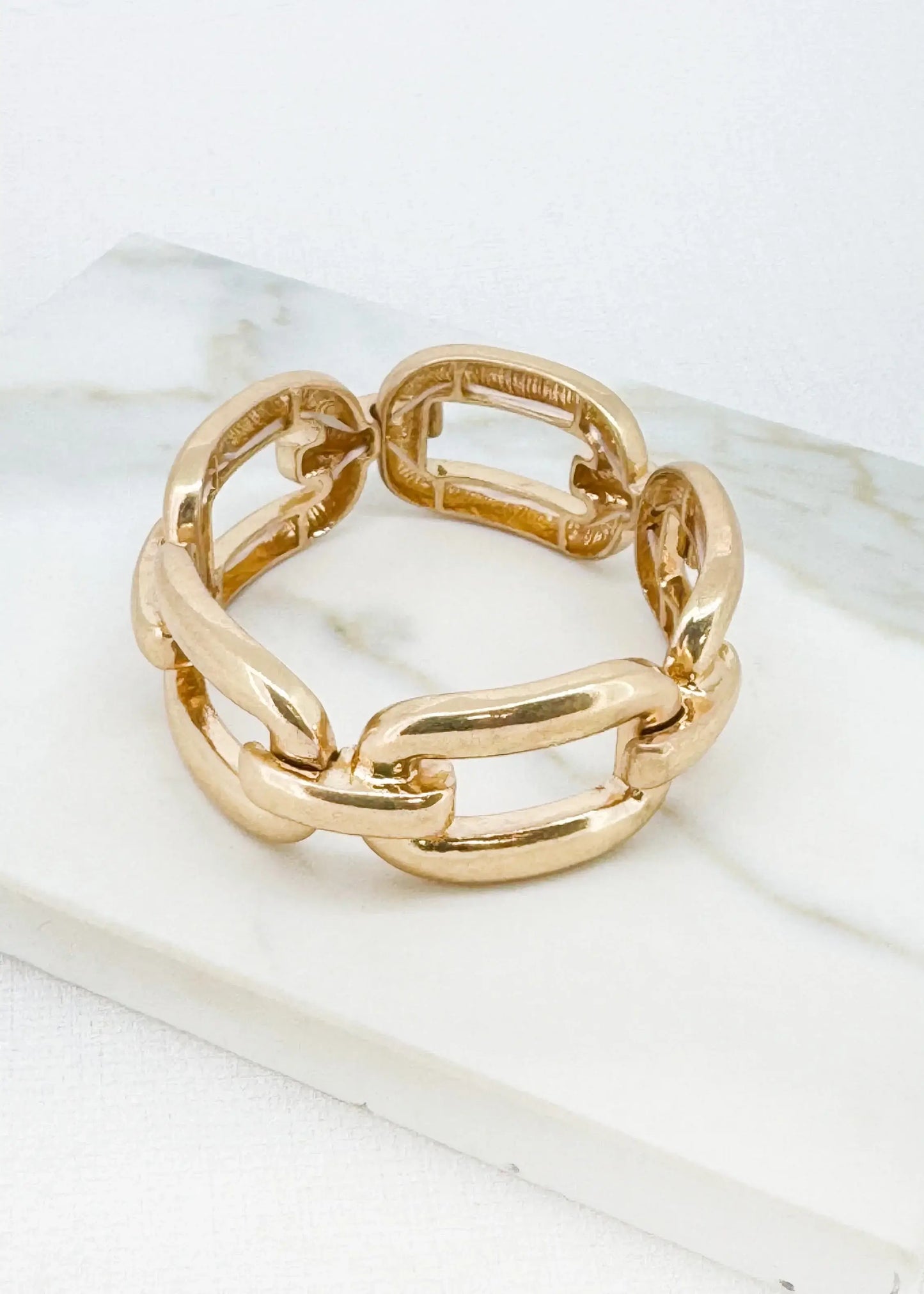 Envy Jewellery - Worn gold large link stretch bracelet