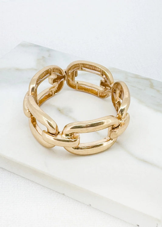 Envy Jewellery - Worn gold large link stretch bracelet