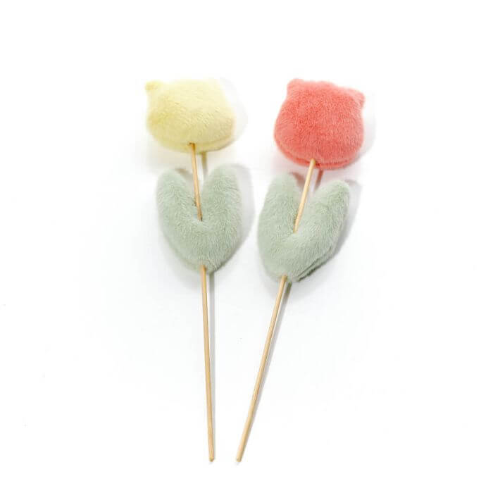 Bunny Hops Plush Furry Tulip Plant Sticks 2 Asst Pink and Yellow