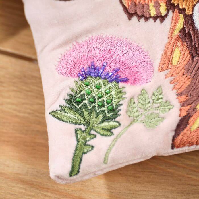 Highland Cow and Thistle Velvet Pouch