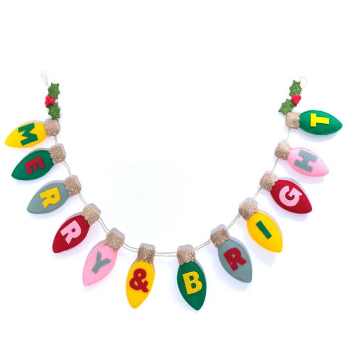 Kitschmas Merry and Bright Bauble Bunting Polyester Fabric