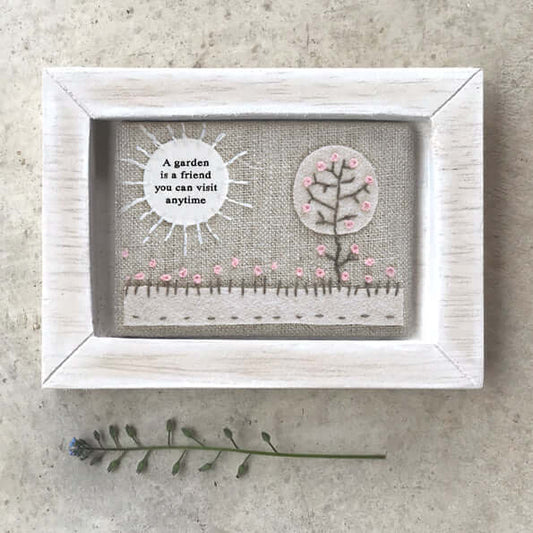 East of India - Embroidered Frame "Garden is a friend"