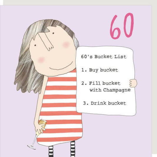Girl 60 bucket Birthday Novelty Card