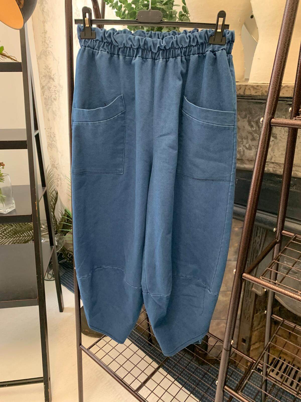 Denim Cropped Elasticated Waist Trouser