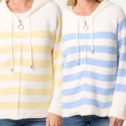 Cosy Zip Striped Hoodie