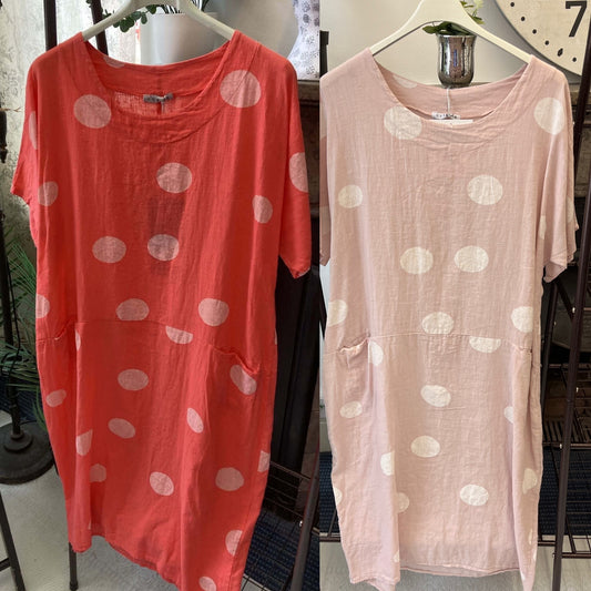 Winnie Polka Dot spotty Linen Dress