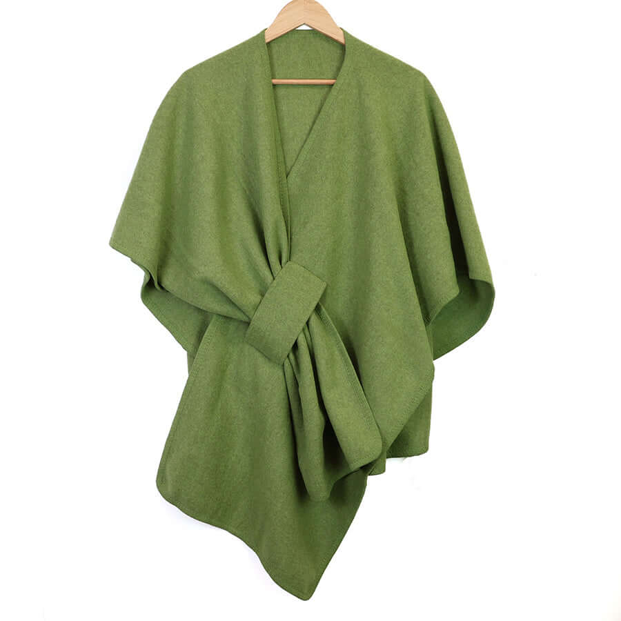 POM925 Amelia green self tie waist poncho