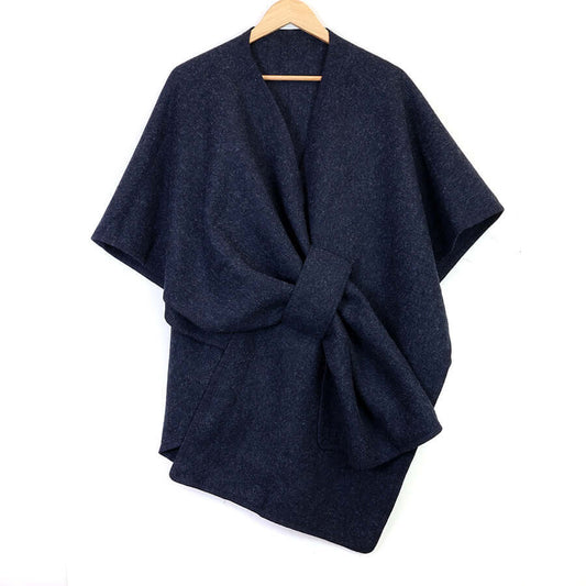 POM925 - Amelia navy self tie waist poncho