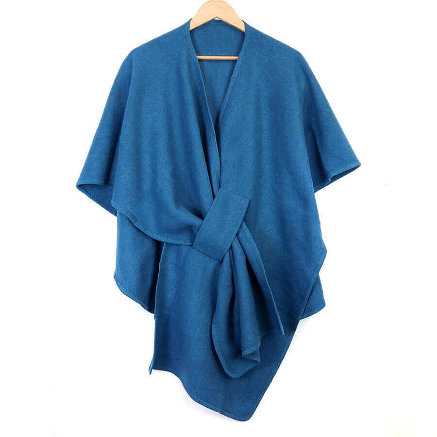 POM925 - Amelia grey self tie waist poncho