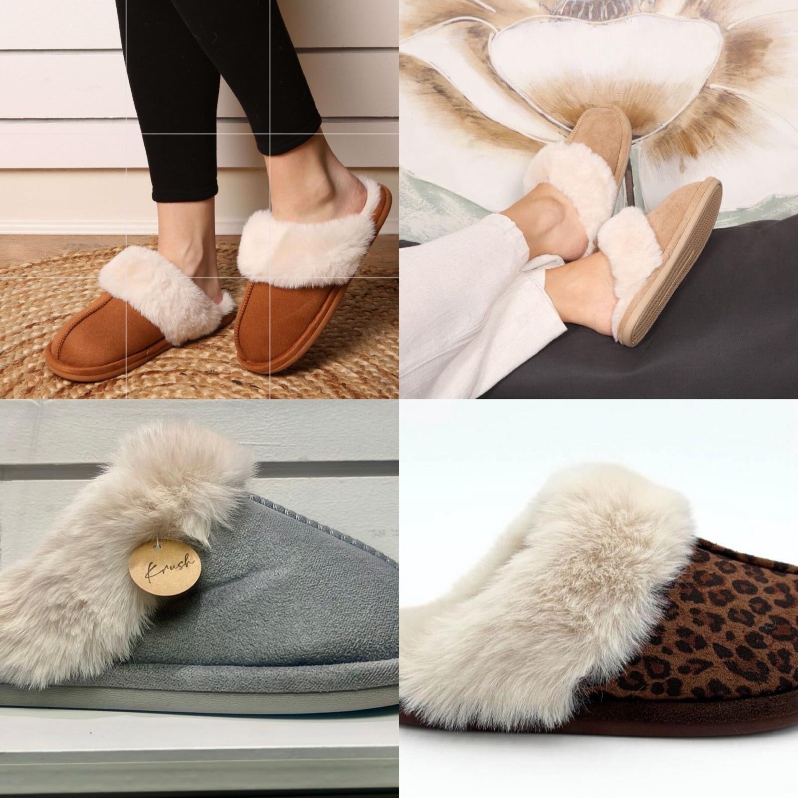 Ladies Faux Fur Lined Mule - 3 colours