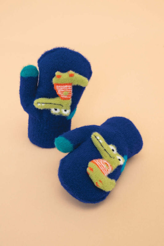 Powder Design Kids Smiley Croc Mittens - Royal Blue