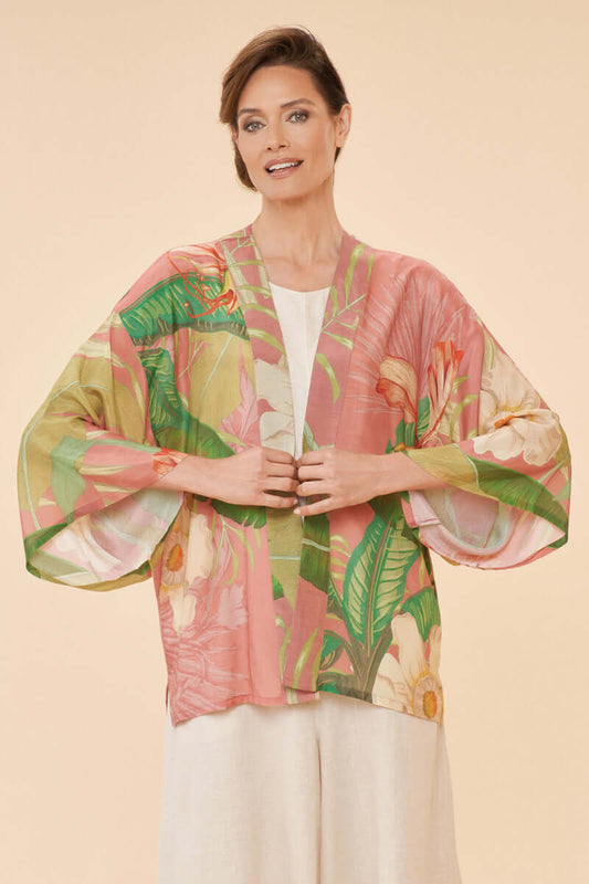 Powder Design Delicate Tropical Kimono Jacket in Candy