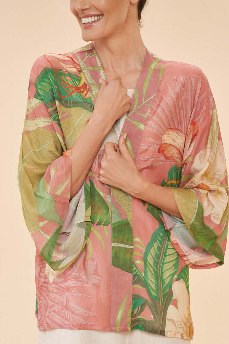 Powder Design Delicate Tropical Kimono Jacket in Candy