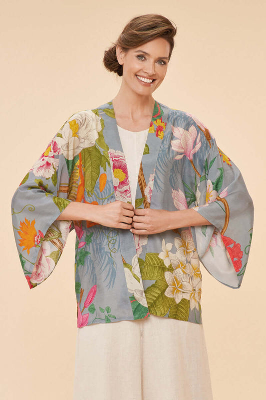 Powder Design Tropical Flora and Fauna Kimono Jacket in Lavender