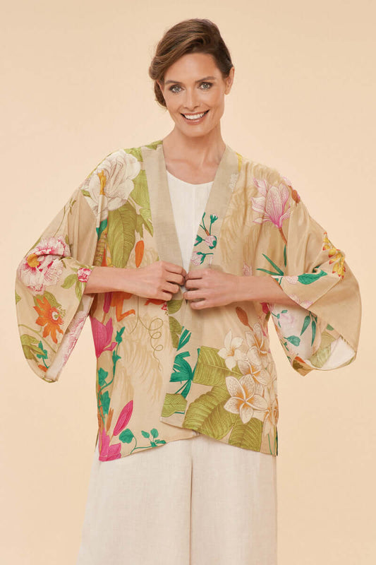 Powder Design Tropical Flora and Fauna Kimono Jacket in Coconut