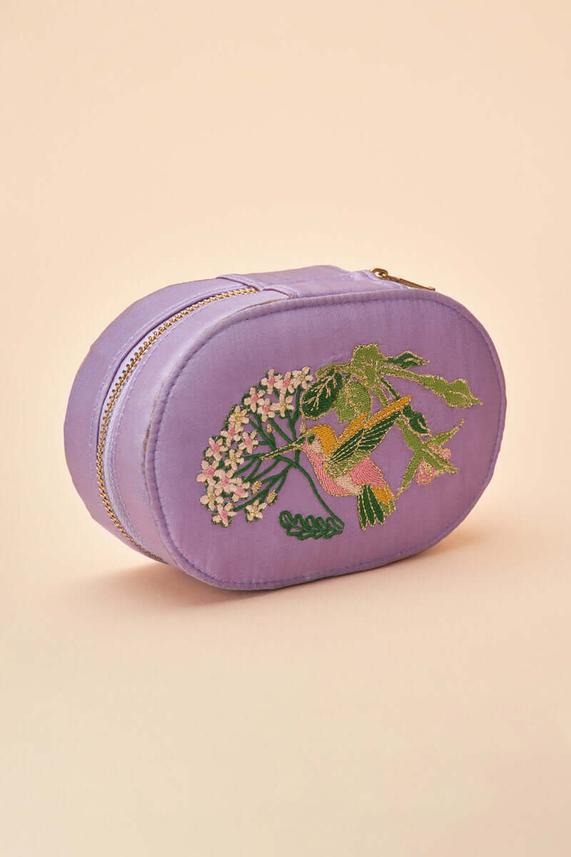 Powder Design Oval Jewellery Box - Hummingbird in Lavender