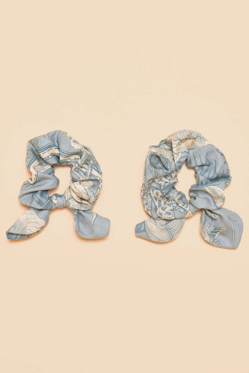 Powder Design Toile Scrunchies (Pack of 2) - Denim