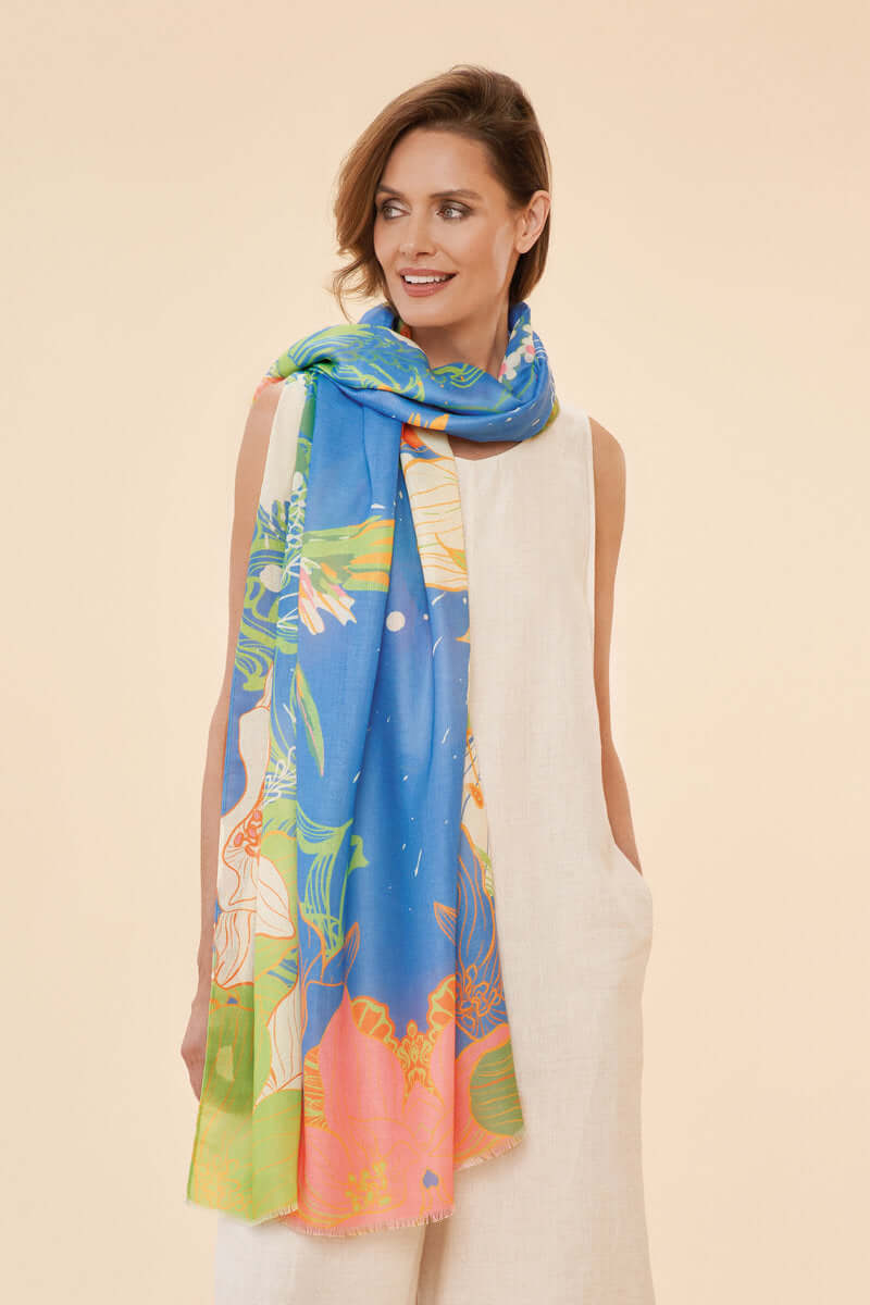 Powder Design Printed Hummingbird Scarf - Denim