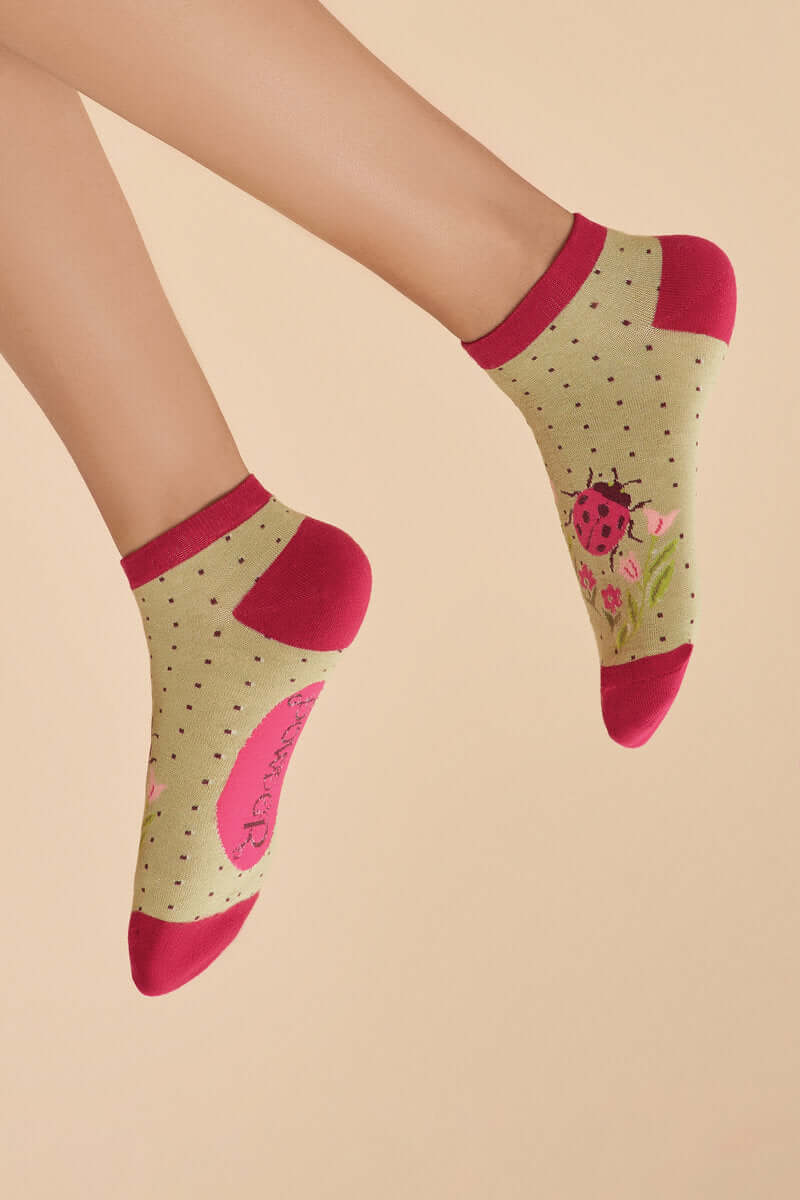 Powder Design Ladybird Trainer Socks - Sage