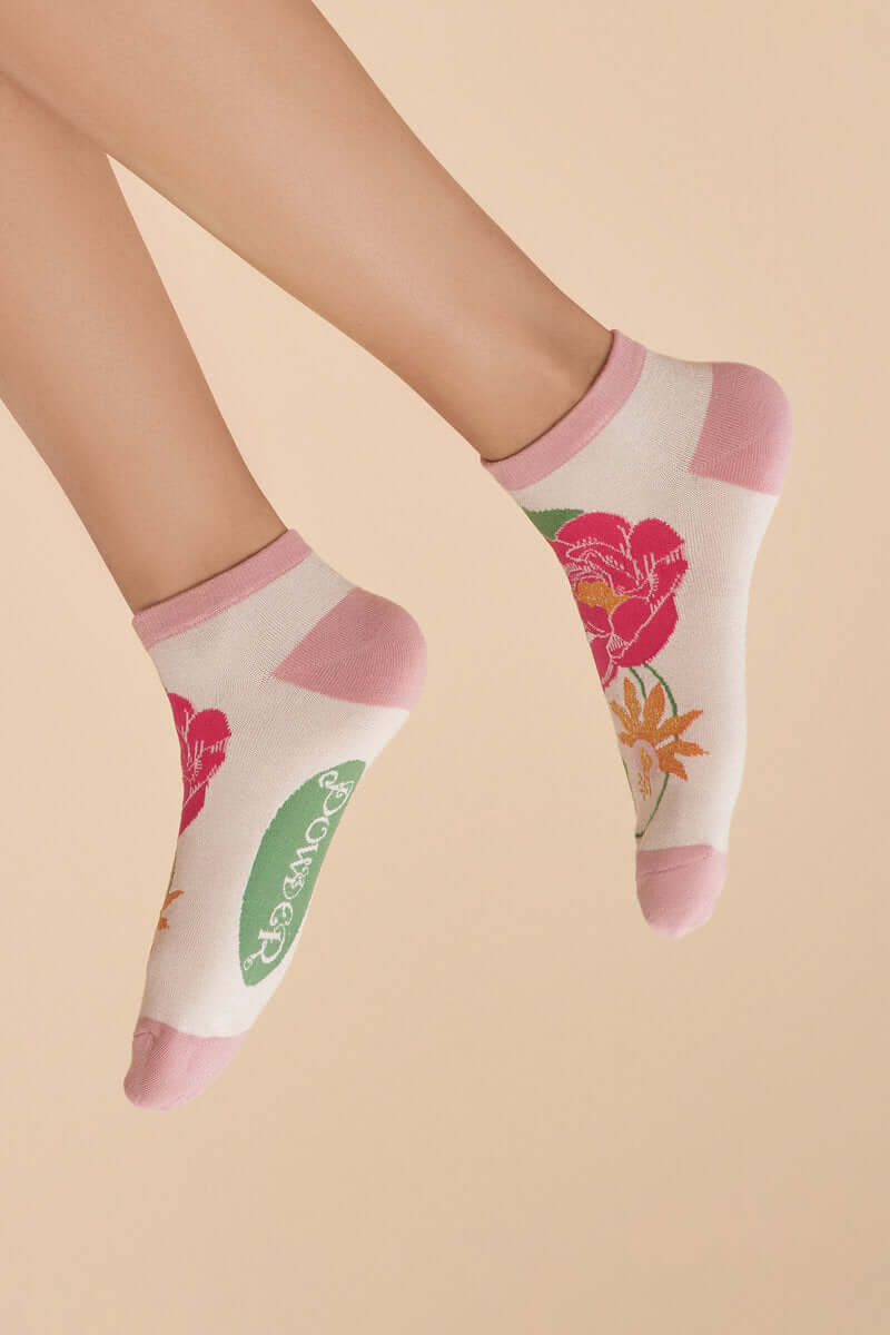 Powder Design Tropical Flora Trainer Socks - Coconut