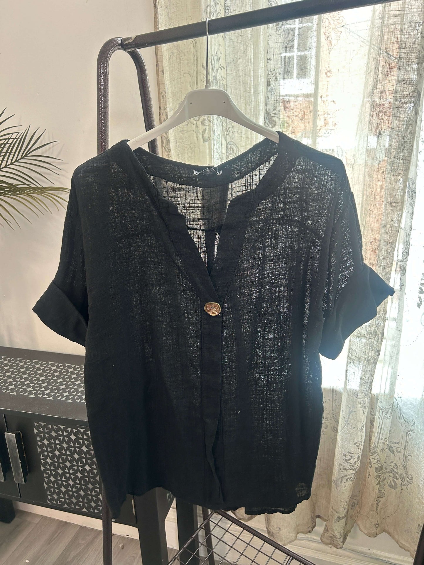 Atlanta One Button Boxy Slouchy Blouse