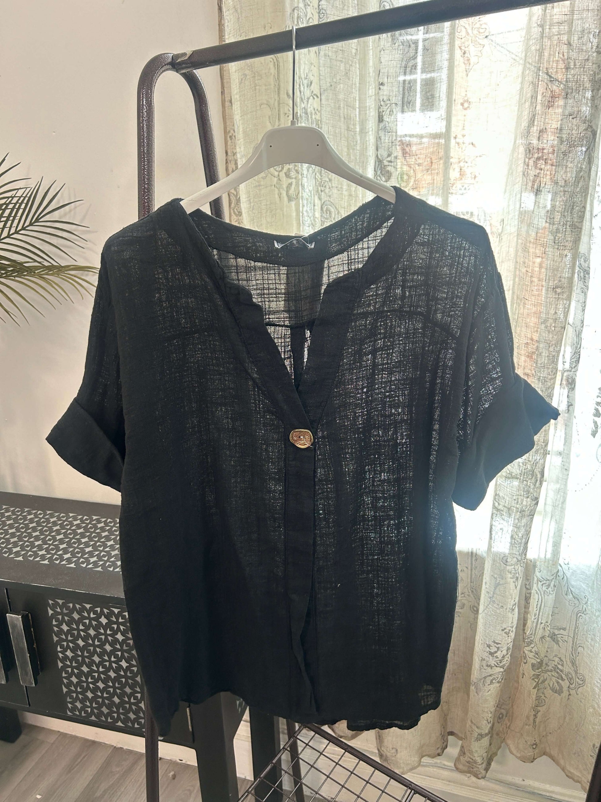 Atlanta One Button Boxy Slouchy Blouse