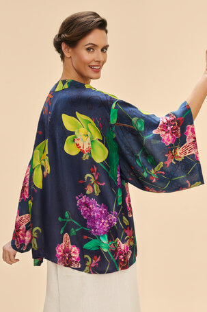 Powder Design Kimono Jacket - Exotic Evening in Ink