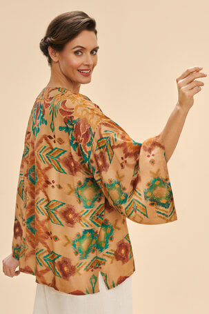 Powder Design Kimono Jacket - Warm Cream Ikat