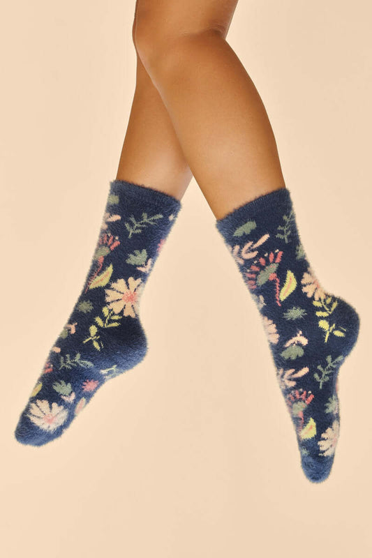 Powder Design Watercolour Flowers Fuzzy Slipper Socks