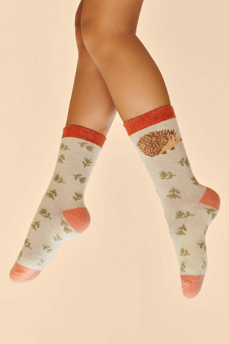 Powder Design Happy Hedgehog Cosy Socks - Cream