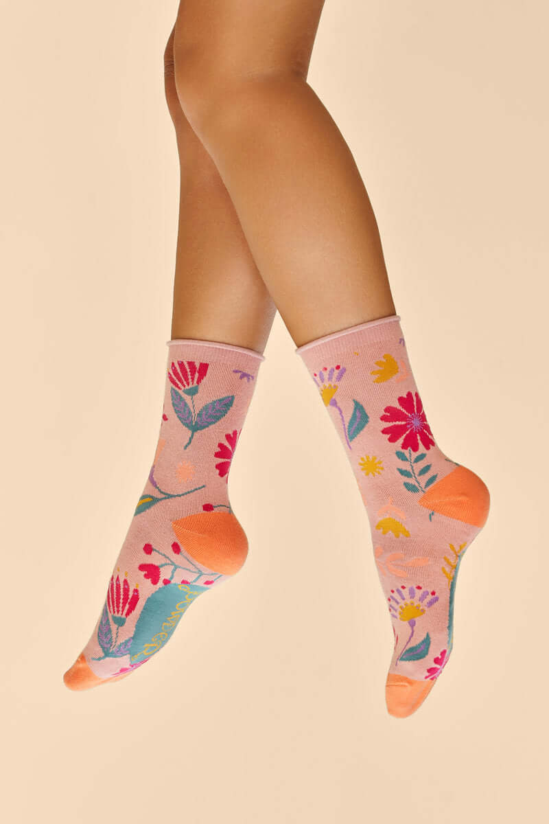 Powder Design Watercolour Flowers Ankle Socks - Petal