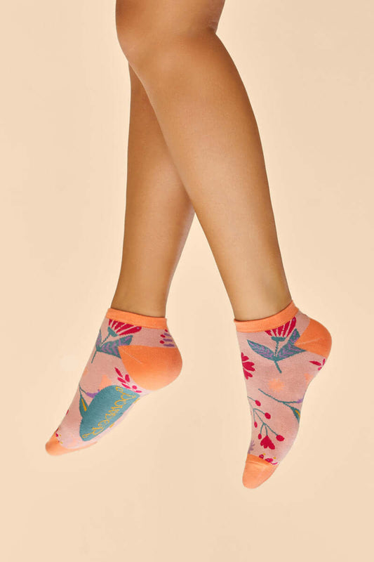 Powder Design Watercolour Flowers Trainer Socks - Petal