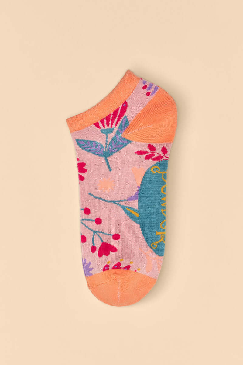 Powder Design Watercolour Flowers Trainer Socks - Petal