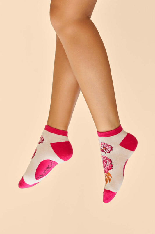 Powder Design Paisley Floral Trainer Socks - Cream