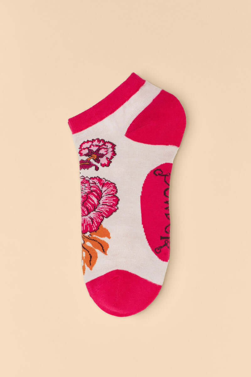 Powder Design Paisley Floral Trainer Socks - Cream